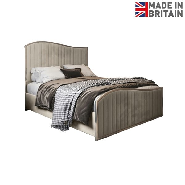 Casa Magna Brixton Upholstered Soft Velvet Metal Bed Frame - Cream