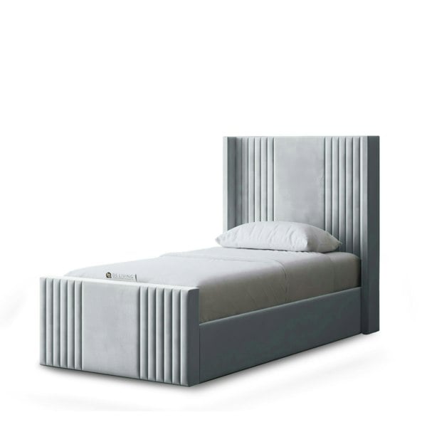 DS Living Elara Divan Bed with Winged Panel Headboard - Silver - Single / 3ft