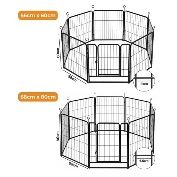 Skylos Dog Pen 8 Panel Steel Playpen Foldable Indoor Outdoor Pet Enclosure