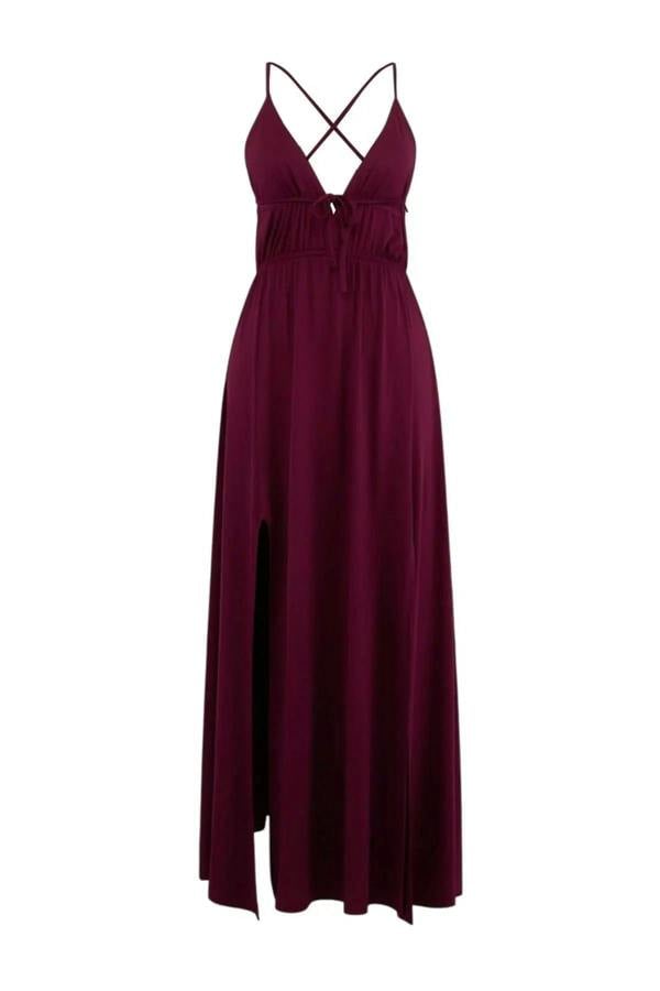 WOVCOR Woven Backless Maxi Beach Dress