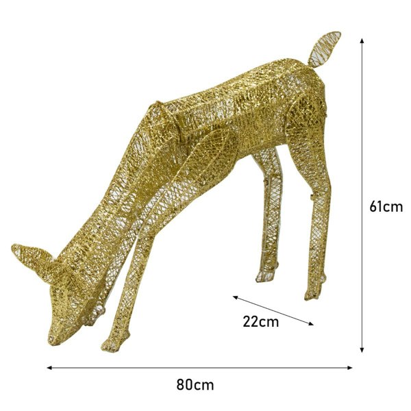 Monstershop Light Up Christmas Reindeer Gold Grazing Doe Decoration - 61cm