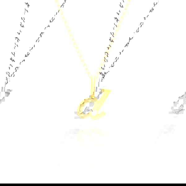 191P0775019 Alphabet Letter D Diamond pendant in 9ct Yellow Gold Front