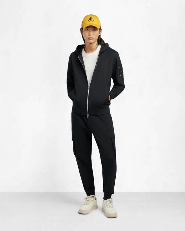 Moose Knuckles Hartsfield Mens Zip Up Hoodie - Black 292 - CHO - Designer Mens Zip Hoodies