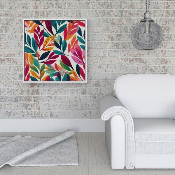 Warren Reed Bright Leaves Pattern Framed Canvas