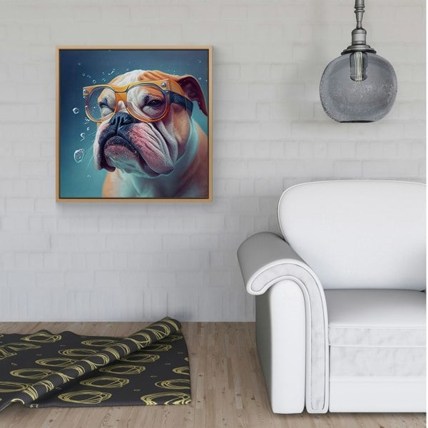 Warren Reed Bulldog Splash Art Framed Canvas