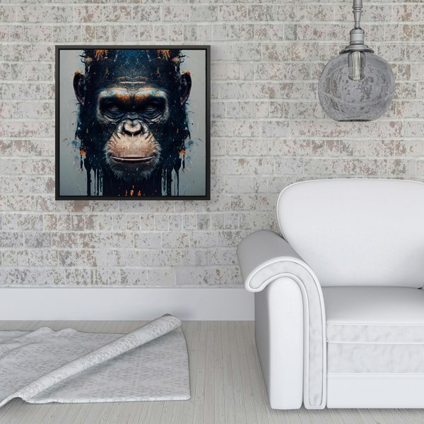 Warren Reed Gorilla Face Splash Art Framed Canvas