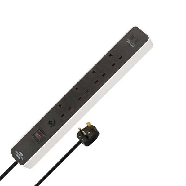 Brennenstuhl Ecolor 4 Way Extension Lead with 2 USB C Ports - 1153243126