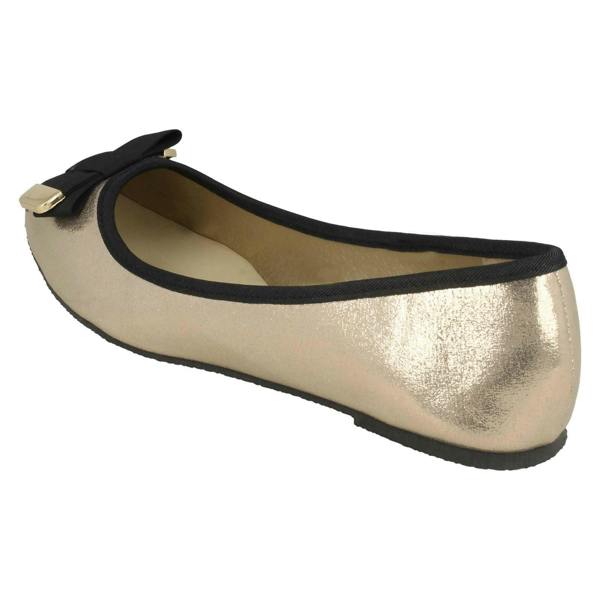Spot On Ladies Spot On Ribbon Bow Vamp Ballerinas