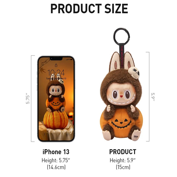 Pop Mart Happy Halloween Party Series - Labubu Sitting Pumpkin Vinyl Plush Pendant - Single Box