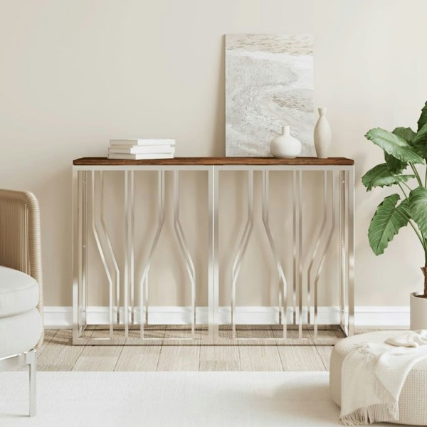 Berkfield Console Table Stainless Steel and Solid Wood Reclaimed