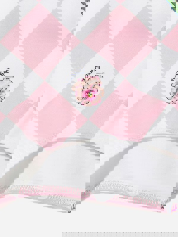 Versace Girls Damier Flowers Swimsuit in Pink