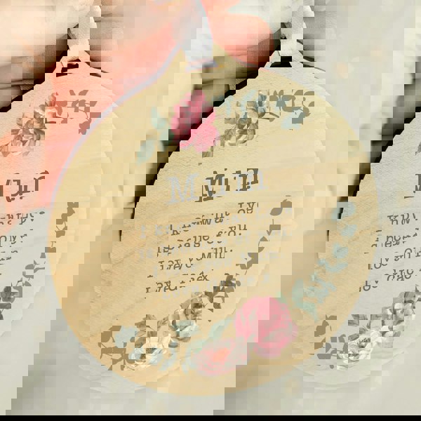Personalised Memento Company Personalised Floral Watercolour Round Wooden Decoration