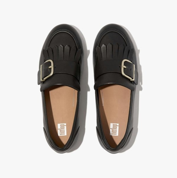 FitFlop ALLEGRO FRINGE BUCKLED Womens Loafers Black