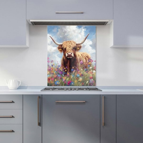 Warren Reed - Designer Highland Cow In A Summer Meadow Kitchen Splashback