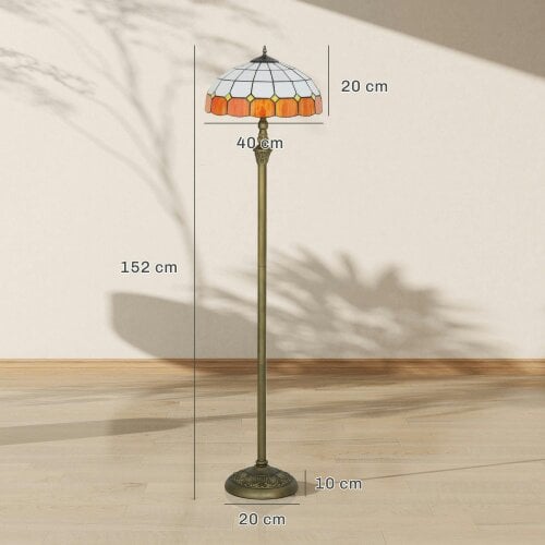 Wyld Haus Rakelo Metal And Glass Bronze And Orange Tiffany Style Floor Lamp With Handcrafted Stained Shade