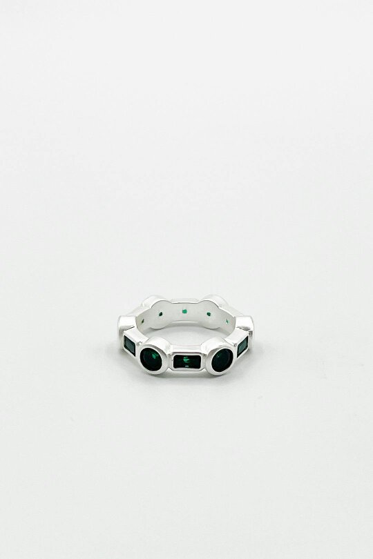 SVNX The 'Knox' Ring in Silver and Green