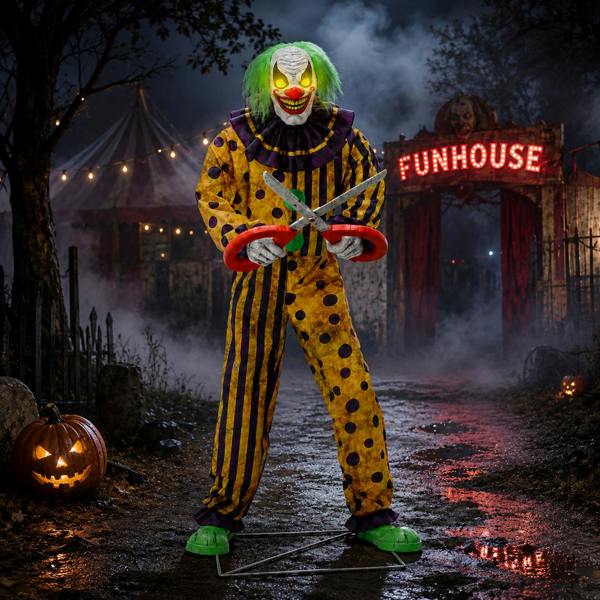 Samuel Alexander 6ft Tall Animated Snippers The Clown Halloween Prop Decoration with LED Eyes