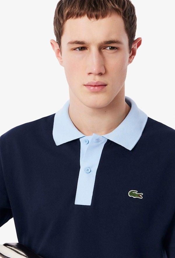 Lacoste Men's Classic Fit Contrast Collar L.12.12 Polo Shirt - Navy