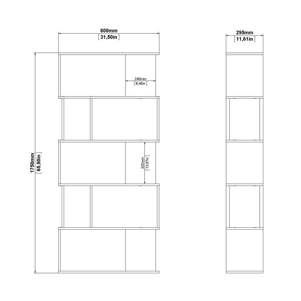 Furniture To Go Maze Open Bookcase 4 Shelves in Concrete and White