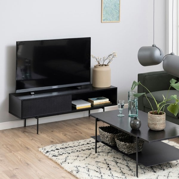 Furniture To Go Angus TV Unit with 1 Sliding Door in Black