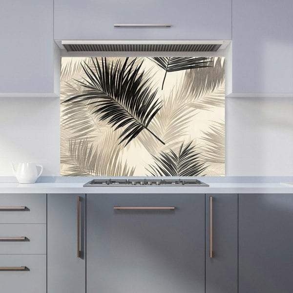 Warren Reed - Designer Black And White Tropical Palm Leaves Kitchen Splashback