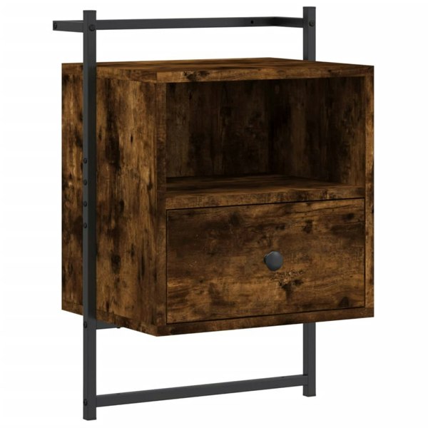 Berkfield Bedside Cabinets Wall-mounted 2 pcs Smoked Oak 40x30x61 cm Engineered Wood