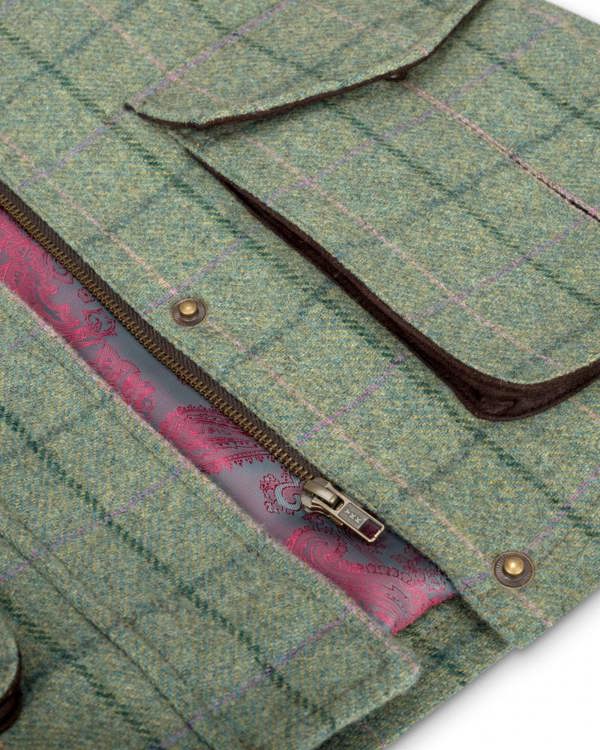 Lilac lining on the Hoggs of Fife Roslin Field Coat