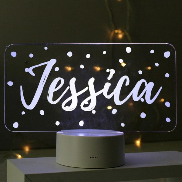 Personalised Memento Company Personalised Polka-dot Name only LED Colour Changing Night Light