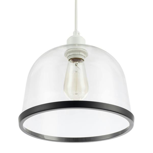 Modern Clear Glass Bowl Pendant Light Shade with Matte Black Rim Image 8