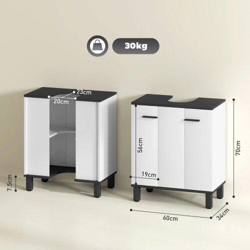 Wyld Haus Karesala High Gloss White Modern Under Sink Bathroom Storage Cabinet