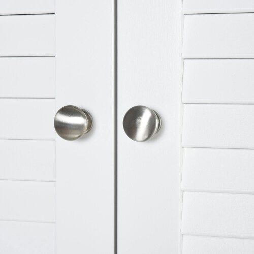 Wyld Haus Vihave Tall Freestanding Bathroom Cabinet With Shutter Doors And Raised Base White