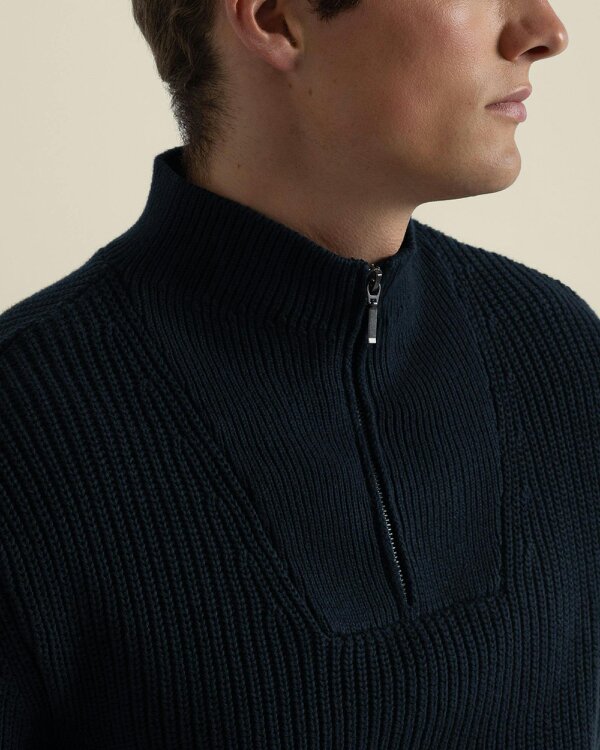 Larsson & Co Rib Panel Knitted 1/4 Zip Sweater