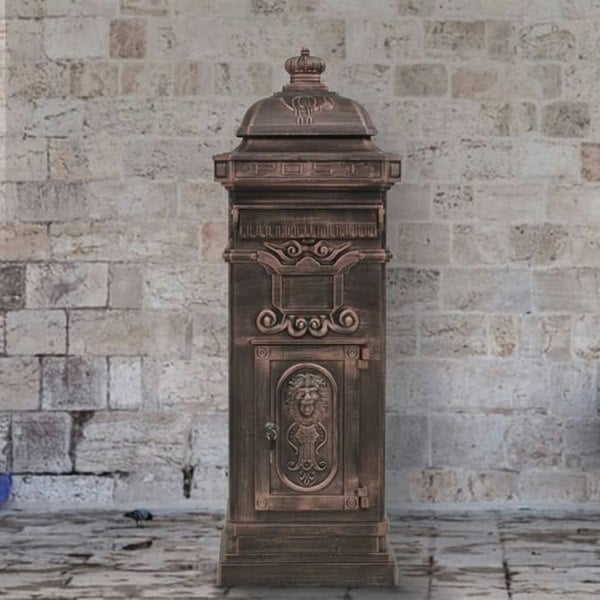 Berkfield Pillar Letterbox Aluminium Vintage Style Rustproof Bronze