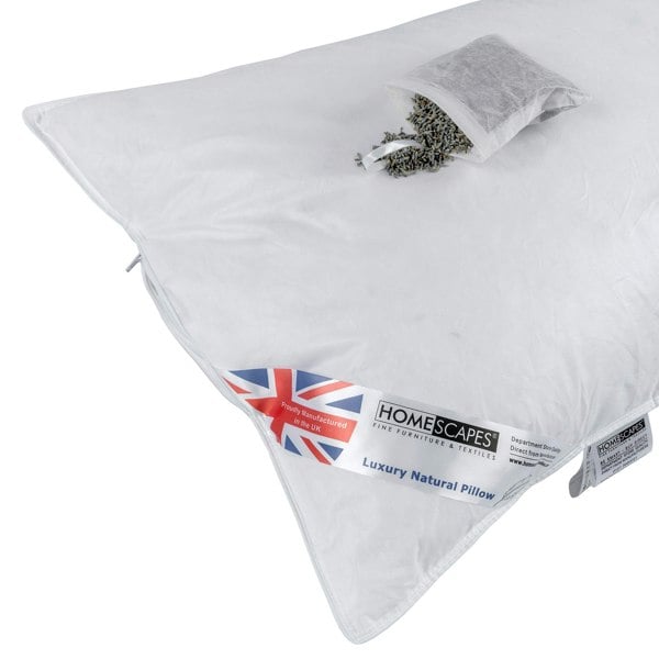 HOMESCAPES Goose Feather and Down Lavender Pillow with Dried Lavender Insert Extra Fill