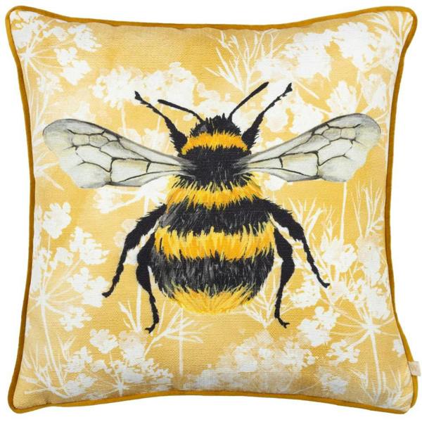 Wylder Manor Piped Velvet Bee Cushion Cover - Yellow - 