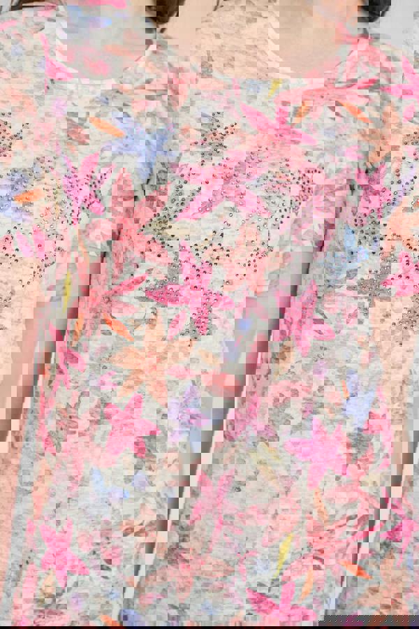 Mudflower Leaf Embellished Burnout Top