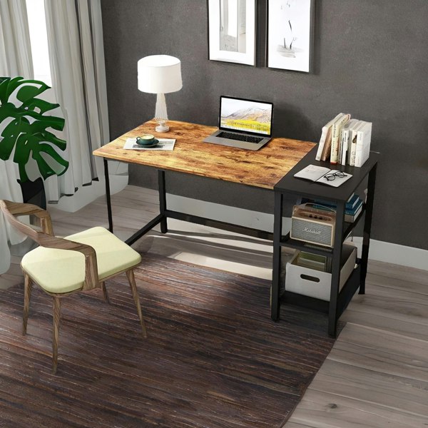 Rafaelo Mobilia Industrial Writing Desk With 2 Shelves Rustic Brown