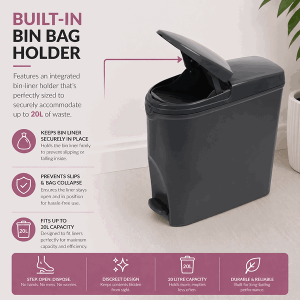 ProWashroom Pro Washroom Sanitary Bin 20L x4 Hygienic Disposal Pedal Bins Baby Hygiene Products