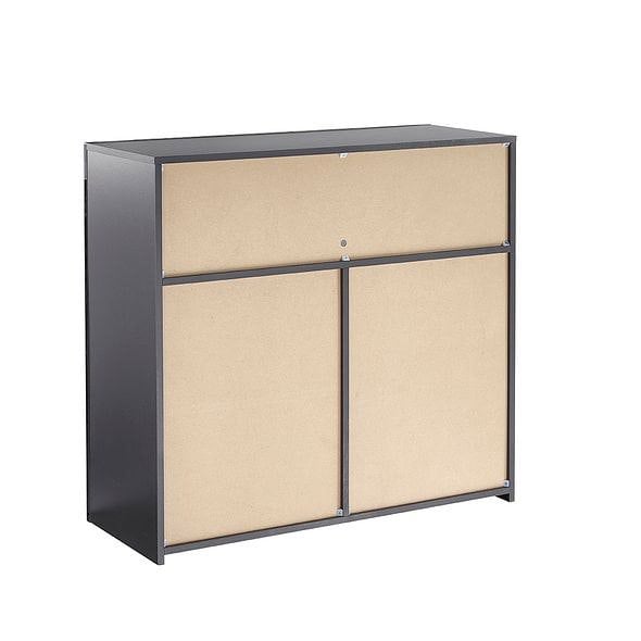 MMT Furniture Designs Modern Black Matt Gloss Buffet Sideboard Cabinet with LED Lights