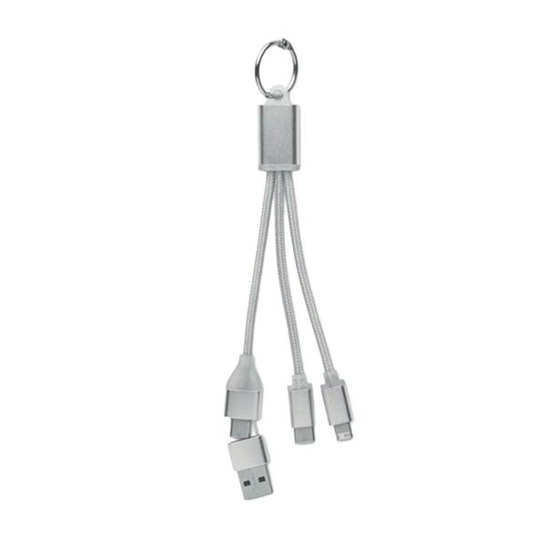 MidOcean 4 in 1 Keyring Charging Cable - Silver - 