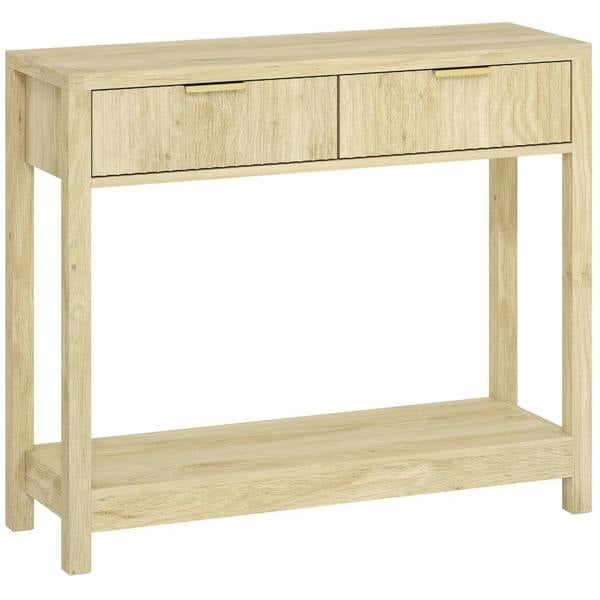 Modern wooden console table with long drawer and open lower shelf