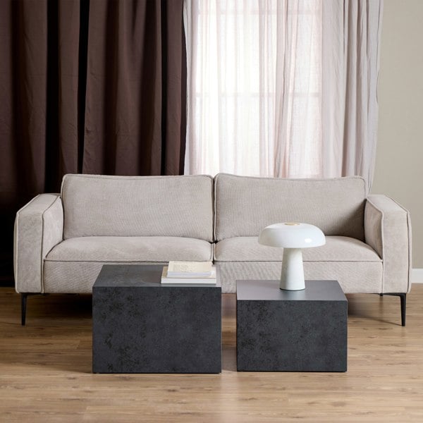 Furniture To Go Dice Square Coffee Table Set in Black Ocean Rough Paper