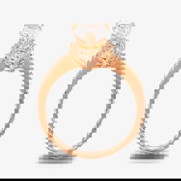 Starbright Rose Pear-Cut Cubic Zirconia Halo Shouldered Ring R6163 3A RGP