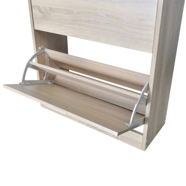 Berkfield Oak Look Wooden Shoe Cabinet with 2 Compartments