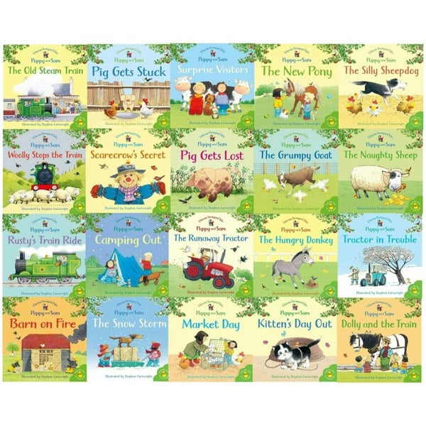 Farmyard Tales Poppy & Sam 20 Book Box Set By Heather Amery (The Hungry Donkey, Camping Out & More)