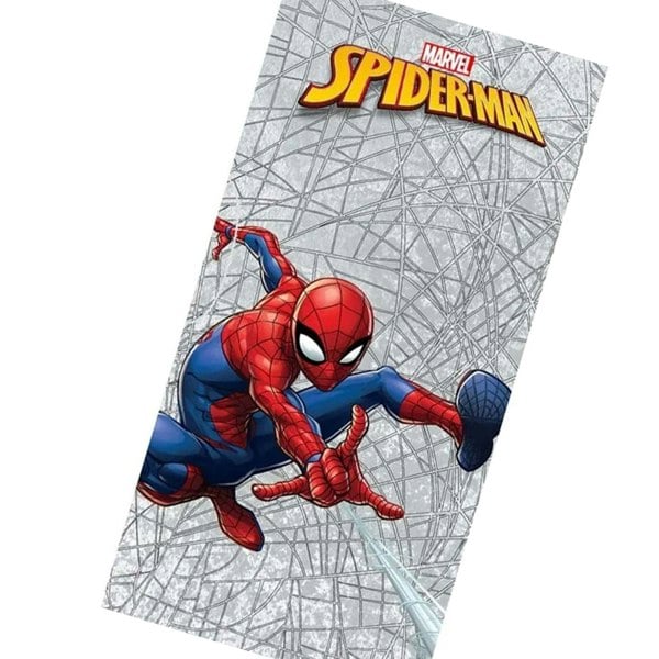 Spider-Man Spider Web Cotton Beach Towel - Grey/Red/Blue