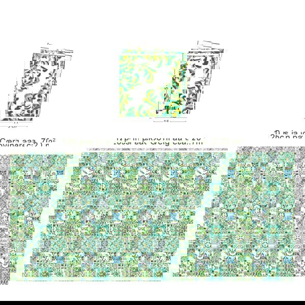 WT1520 - Turkish Green Mosaic Tile Sticker - 15 cm x 15 cm - 24 pcs