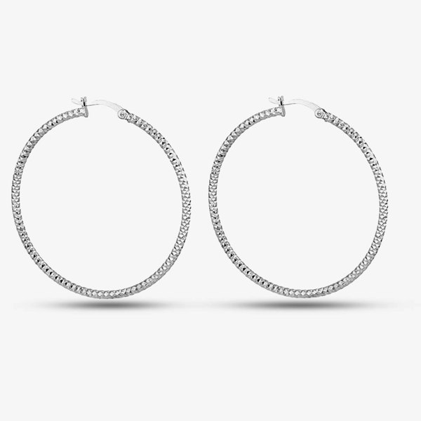 T. H. Baker Sterling Silver 45mm Diamond-Cut Hoop Earrings 8.51.2829
