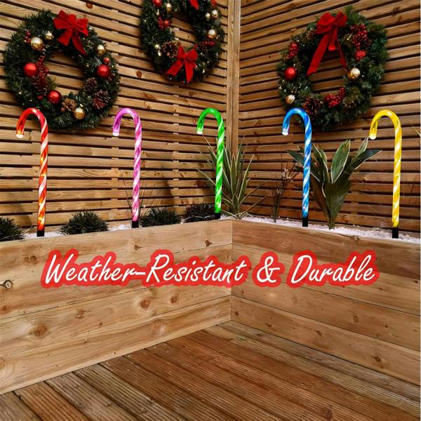 55cm Outdoor Multicolour Candy Cane Lights Pack of 2 Battery Operated Festive Garden Display image 6