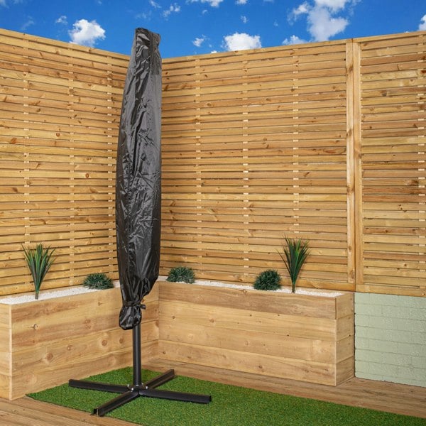 Samuel Alexander 3m Cantilever Parasol in Black with Crank Handle for Patio Garden Banana Parasol with UV Protection Outdoor Umbrella Sun Shade